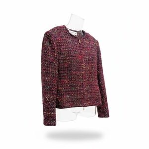 Rena Rowan Blazer Jacket Womens 14 Red Multi Tweed Zip Up Career
